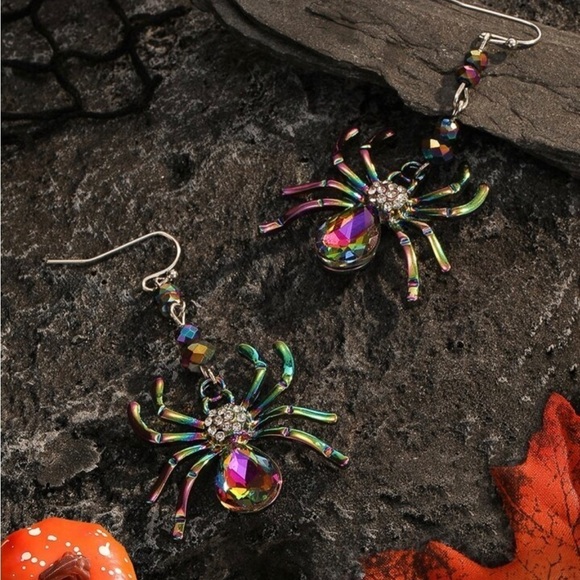 Fashion Spider Crystal Drop Earrings - Picture 3 of 10